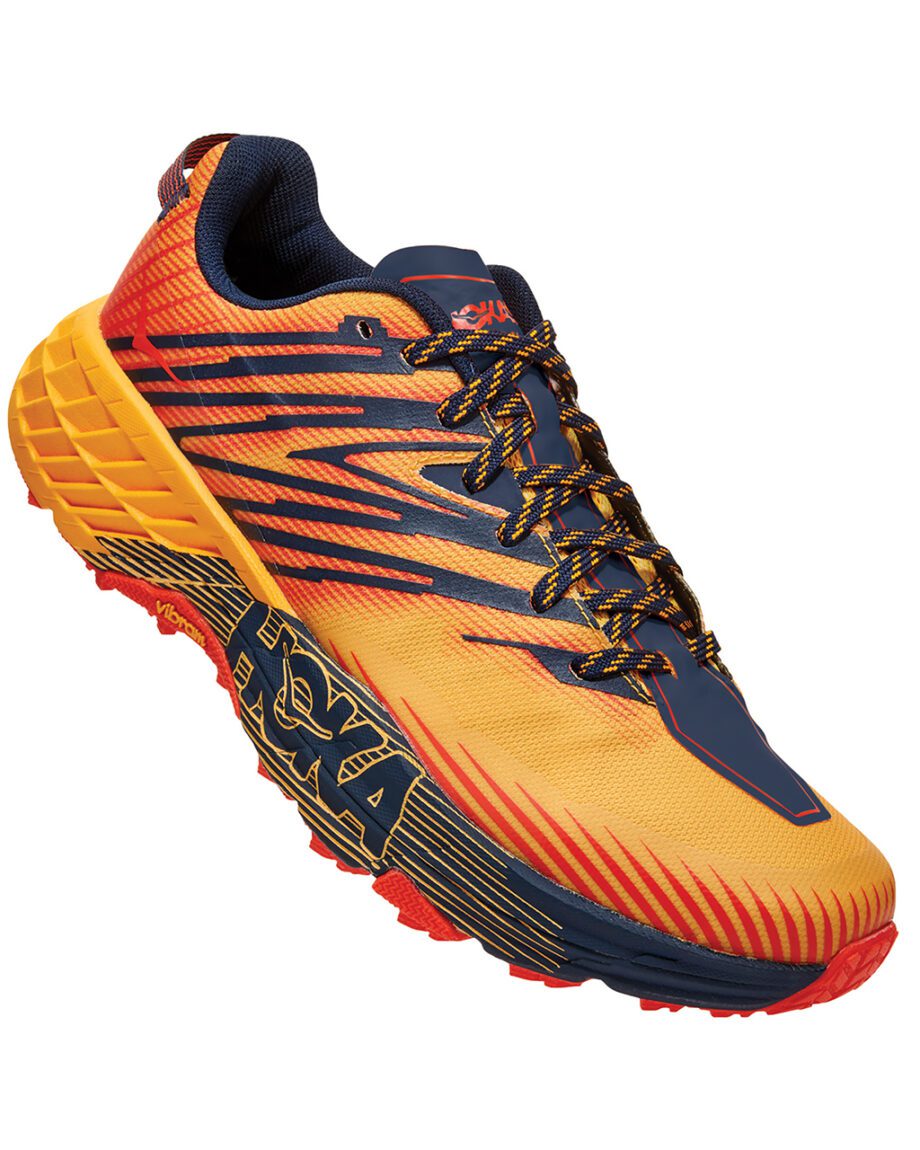 Hoka Speedgoat 4 M Gold Fusion/Black Iris (Storlek 12 US)