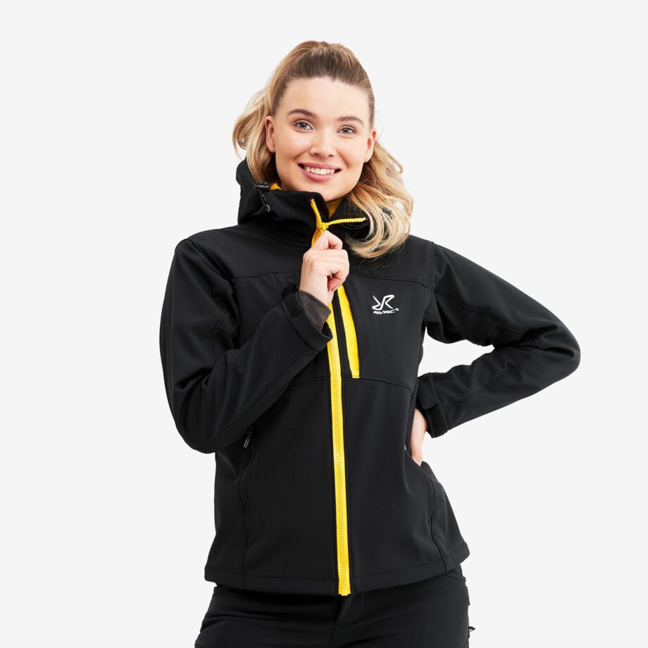 Revolution Race Hiball Jacket - Dam - Black/Yellow, Storlek:L - Dam > Jackor > Softshelljackor