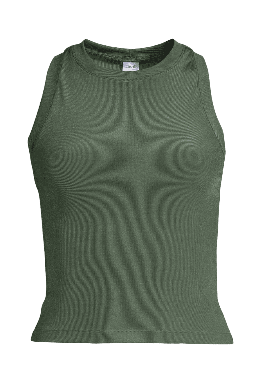 Casall Shiny Rib Crop Top - Northern Green