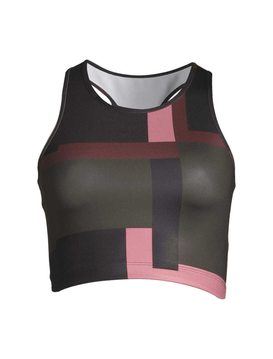 Casall Crop Tank - Green/Red Block