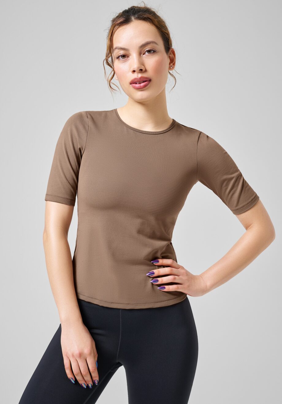 Casall Rib Tee - Taupe Brown