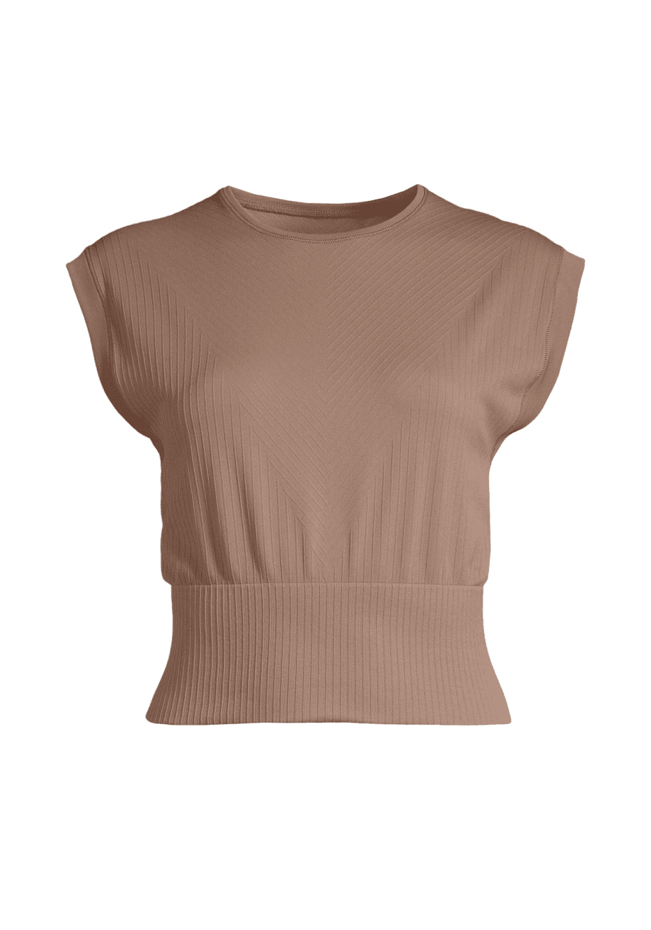 Casall Seamless Graphical Rib Tee - Taupe Brown