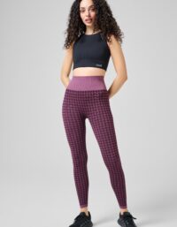 Casall Houndstooth Base Layer High Waist Tights - Plum Houndstooth