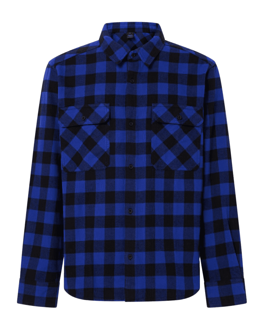 ?90s Plaid L/S Shirt M Blue/Black Check (M)