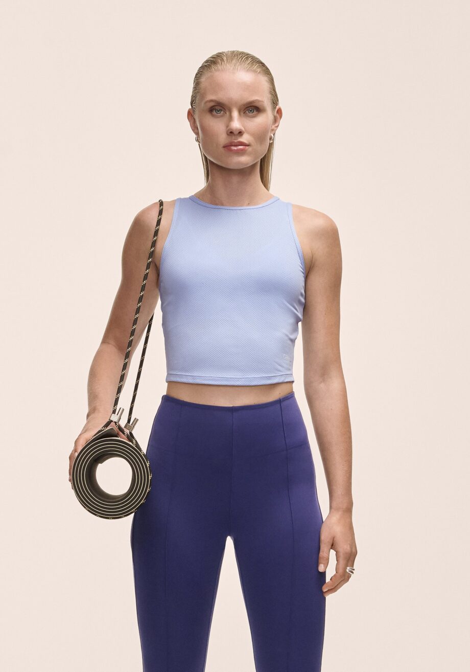 Casall Laser Mesh Crop Top - Blueberry Mist