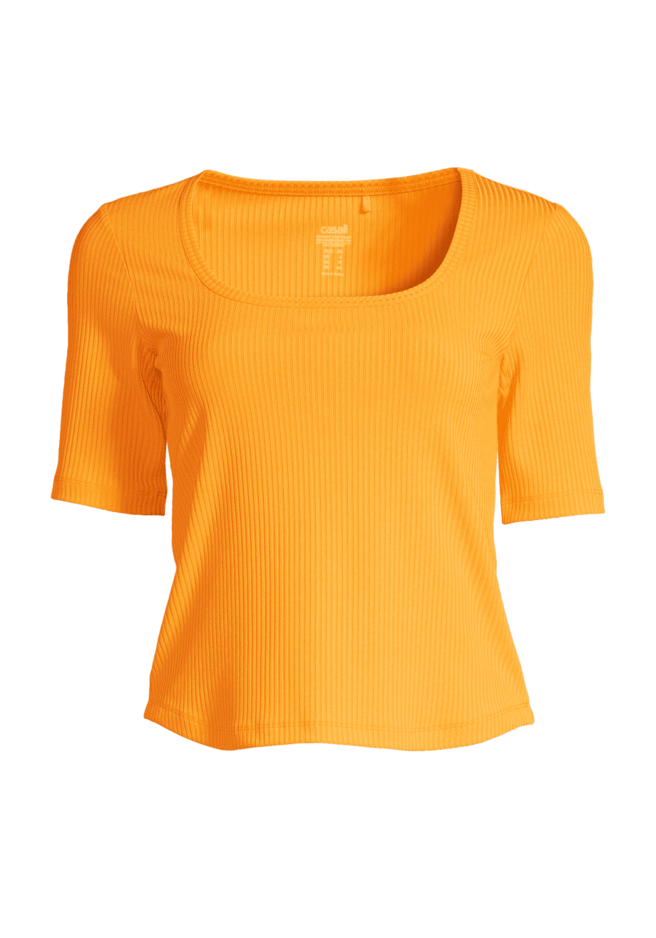 Casall Scoop Rib Tee - Yellow Glaze