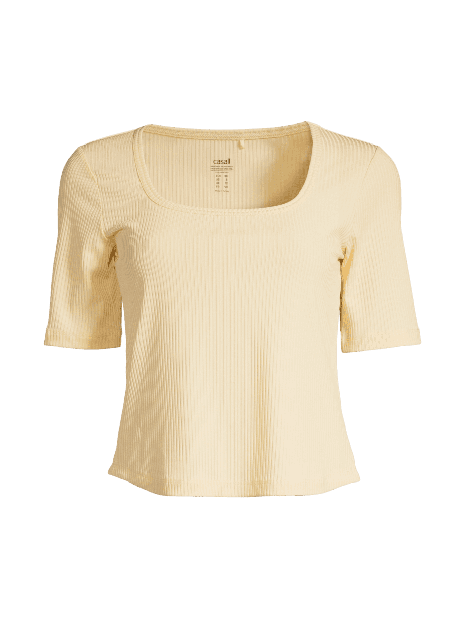 Casall Scoop Rib Tee - Milky Vanilla