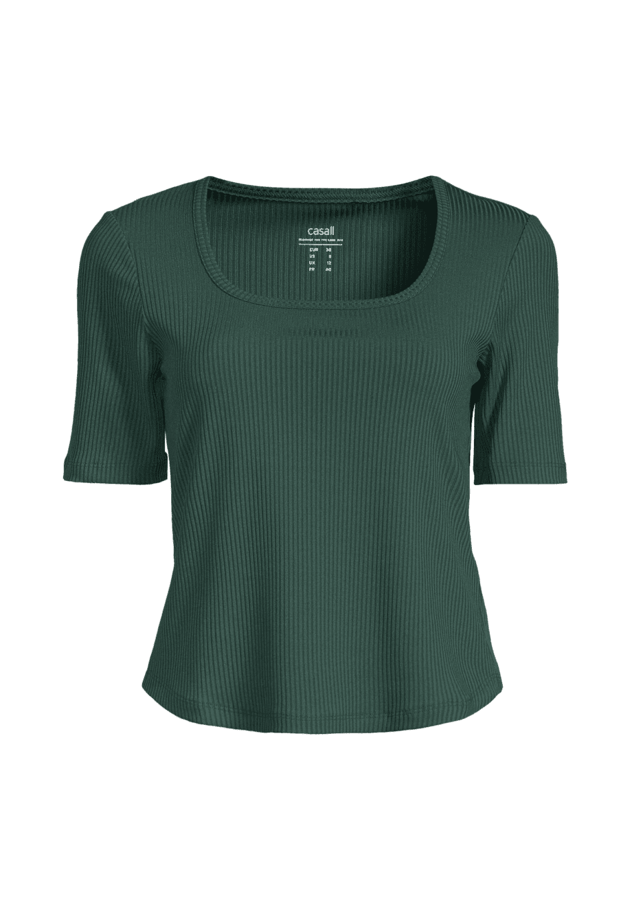 Casall Scoop Rib Tee - Dark Pine