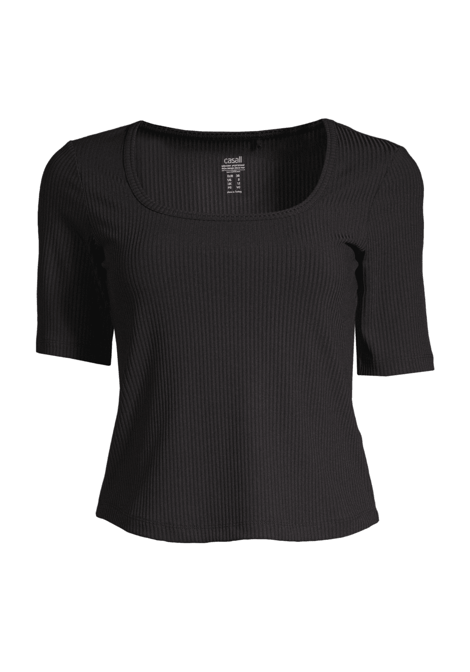 Casall Scoop Rib Tee - Black